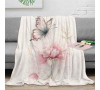 3D Printed Butterfly flying Cosy Throw Microfiber Warm Thermal Bedding Soft Soft watercolor floral Couch Blanket Machine Washable No Shedding for Adults Couples Households 60x80inch(150x200cm)