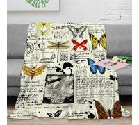 3D Printed Butterfly illustrations Cosy Throw Microfiber Ultra Soft Warm Bedding Vintage insect Nap Blanket Lightweight Machine Washable for University Students Dorm Dwellers 50x60inch(127x152cm)