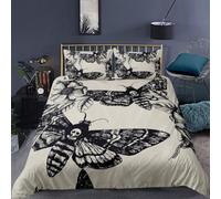 3D Printed Butterfly Pattern Single Duvet Cover Art Insects Duvet Sets Soft Breathable Microfibre 3Pcs Bedding 135x200 with Hidden Zipper Closure and 2 Pillowcases 50x75 3967-C