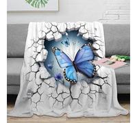 3D Printed Butterfly wall art Bed Blanket Microfiber Ultra Soft Warm Bedding 3D cracked design Sofa Throw Anti Static No Shedding for Teens Young Adults Apartment Renters 80×90inch(200x230cm)