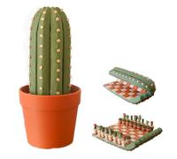 3D Printed Cactus Chess Game with Rolling Chess Board, Portable Chess Set with Succulent Design, Decorative Travel Chess Game for Plant Lovers and Creative Minds