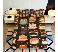 3D Printed Cake Design Fitted Sheet Microfiber Soft Deep Pocket Non-Slip Bedroom Cake Mattress Fitted Cover for Adults Teenagers 120x200x25cm
