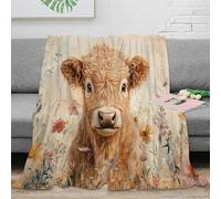 3D Printed calf portrait Fluffy Blanket Microfiber Ultra Soft Warm Bedding Pastoral farm Throw Blanket Wrinkle Resistant Machine Washable for Office Workers Students Teens 40x50inch(100x130cm)