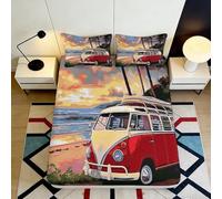 3D Printed Camper Van Fitted Sheet Microfiber Deep Pocket Non-Slip Bedroom Bedding Camper Van Mattress Fitted Cover 180x200x25cm