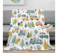 3D Printed Campervan travel Sofa Throw Microfiber Warm Cosy Bedding Soft Vintage retro caravan Couch Blanket Machine Washable No Shedding for Students Teens Gamers Movie Nights 50x60inch(127x152cm)