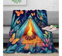 3D Printed camping tent Thermal Blanket Microfiber Warm Thermal Bedding Soft nature illustration Fluffy Blanket Luxurious Gift for Friends Colleagues Loved Ones 50x60inch(127x152cm)