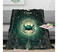 3D Printed Cancer zodiac Couch Blanket Microfiber Warm Soft Bedding Astrology mystical design Cozy Throw Blanket Wrinkle Resistant Non Pilling for Homeowners Renters Adults 40x50inch(100x130cm)