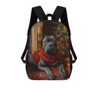 3D Printed Cane Corso in Festive Red Dog Christmas Portrait with Red Scarf School Bags Kids Backpacks Casual Fashion Backpacks Book Bags for Boys Elementary And Middle School Students 17inch