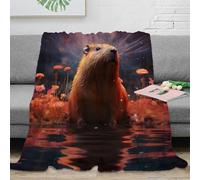 3D Printed Capybara in water Bed Throw Microfiber Ultra Soft Warm Bedding Fantasy animal art Fluffy Blanket Thoughtful Gift for Families Friends Loved Ones Holiday Gifting 70×80inch(180x200cm)