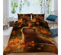 3D Printed Capybara King Size Duvet Cover Cute Animals Duvet Sets Soft Breathable Microfibre 3Pcs Bedding 230x220 with Hidden Zipper Closure and 2 Pillowcases 50x75 3622-C