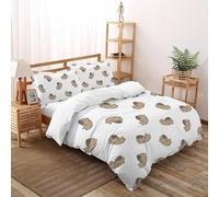 3D Printed Capybara Pattern Quilt Cover Wild Cute Animal Bedding Set 3 Pieces Soft Microfiber with Pillowcases,Hidden Zipper for Junior Collection King(220x240cm) Room Decor