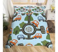 3D Printed Car Duvet Cover King 3 Pieces 220x230cm Cartoon Car Bedding Set with Hidden Zipper Soft Microfiber Comforter Quilt Cover with 2 Pillowcase 50x75cm（style 62-19）