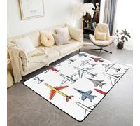 3D Printed Carpet Cute Kids Room Decor Carpets Child Play Crawl Area Rugs Soft Flannel Memory Foam Home Large Mat Cartoon Airplane In The Sky - Polyester Soft Touch Easy Clean 140 X 200-1794496064050