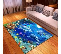 3D Printed Carpet Cute Kids Room Decor Carpets Child Play Crawl Area Rugs Soft Flannel Memory Foam Home Large Mat Animals Fish Dolphins - Polyester Soft Touch Easy Clean 80 X 120 Cm -1462314800484