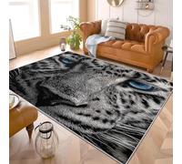 3D Printed Carpet Floor Mat 120x180 cm Animals Leopard Portrait Super Soft Touch Area Rugs Easy Clean, Stain Resistant Anti-slip Black And White With Rubber Backing Machine Washable Fluffy Rug