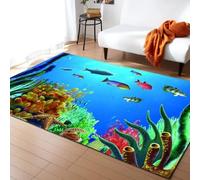 3D Printed Carpet Learn Animals And Fish Child Bedroom Play Mat Flannel Memory Foam Large Area Rug For Living Room Non-Slip Kids Girl Boy Room Play Crawl Floor Mat 100 X 150 Cm -6056066319211