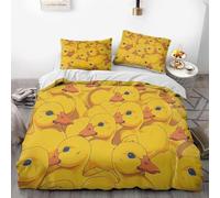 3D Printed Cartoon Duck Duvet Cover Super King Size For Kids Teens Yellow Farm Animals Bedding Set The Ultra-Soft 3 Pieces includes 1 Quilt Covers 260x220 and 2 Pillowcases L.1500