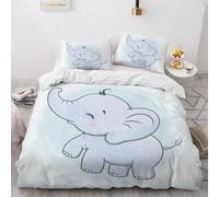 3D Printed Cartoon Elephant King Size Duvet Cover Set 3 Piece Microfibre Bedding Set Children's Boys and Girls Quilt Cover 230x220 cm with 2 Pillowcases 50x75 cm and Zipper Closure i.1349