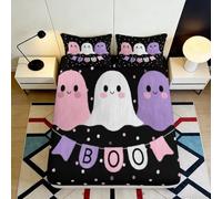 3D Printed Cartoon Ghost Fitted Sheet Microfiber Deep Pocket Bedroom Bedding Cartoon Pattern Mattress Fitted Cover Non-Slip Washable 120x200x25cm