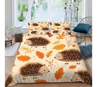 3D Printed Cartoon Hedgehog Single Duvet Cover Set 3 Piece Microfibre Bedding Set Children's Boys and Girls Quilt Cover 135x200 cm with 2 Pillowcases 50x75 cm and Zipper Closure h.5756
