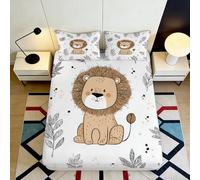 3D Printed Cartoon Lion Fitted Sheet Microfiber Deep Pocket Bedroom Bedding Full Wrap Cartoon Lion Mattress Fitted Cover Washable for All Ages 140x200x25cm