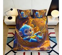 3D Printed Cartoon Monkey Fitted Sheet, Microfiber, Bed Cover, Non-slip