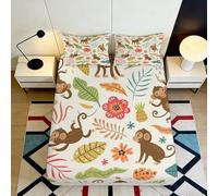3D Printed Cartoon Monkey Microfiber Deep Pocket Fitted Sheet for Adult Youth Bedroom Bedding Monkey Mattress Fitted Cover Non-Slip Washable 120x200x25cm