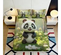 3D Printed Cartoon Panda Fitted Sheet Microfiber Soft Breathable Forest Animal Bed Sheet for Bedroom Dorm Mattress Cover 120x200x25cm