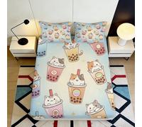 3D Printed Cartoon Rhino Fitted Sheet Microfiber Bedroom Decor Anti-Slip Mattress Cover for Adults Teens Gift 90x200x25cm