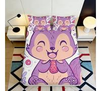 3D Printed Cartoon Squirrel Fitted Sheet Microfiber Deep Pocket Non-Slip Bedroom Cartoon Squirrel Mattress Fitted Cover Washable for Adults Teens 120x200x25cm