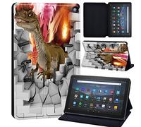 3D Printed Case Compatible with All-New Amazon Kindle Fire HD 8 & 8 Plus Tablet (12th Gen/10th Gen, 2022/2020 Release) 8 Inch Thin Premium PU Leather Folio Case Cover (3D art-dinosaur)