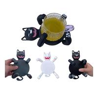 3D Printed Cat Coasters with Moving Legs - Cute Cat Mug Holders for Drinks, Heat Resistant Coasters That Hold the Cup, Pet Lover Gift, Coffee Table Decor，Housewarming Present for pet Owners (grey)