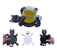 3D Printed Cat Coasters with Moving Legs - Cute Cat Mug Holders for Drinks, Heat Resistant Coasters That Hold the Cup, Pet Lover Gift, Coffee Table Decor，Housewarming Present for pet Owners (grey)