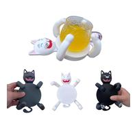 3D Printed Cat Coasters with Moving Legs - Cute Cat Mug Holders for Drinks, Heat Resistant Coasters That Hold the Cup, Pet Lover Gift, Coffee Table Decor，Housewarming Present for pet Owners (white)