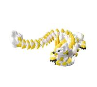 3D Printed Cat Dragon Figurine with Articulated Joints - Poseable Fantasy Desk Decor, Flexible Sculptural Model for Home & Office Display(Yellow)