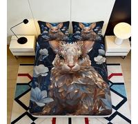 3D Printed Cat Floral Fitted Sheet Microfiber Deep Pocket Non-Slip Bedding Cat Flower Mattress Fitted Cover for Bedroom 120x200x25cm