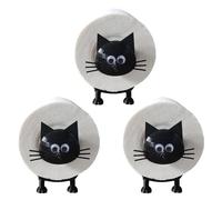 3D Printed Cat Toilet Roll Holder,Free Standing Funny Bathroom Set of 3,Black Loo Roll Storage with Quirky Animal Design,Cute and Funky Tissue Paper Stand for Toilet Bathroom Kitchen Unique Decor