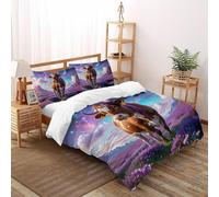 3D Printed Celestial Cow Duvet Cover Wild Land Animal Bedding Set 3Pcs Soft Microfiber with Pillowcases,Hidden Zipper for Boys And Girls King（220x240cm） Idea