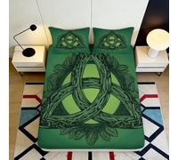 3D Printed Celtic Knot Fitted Sheet Microfiber Green Mandala Mattress Cover Non Slip Easy Care for Bedroom Decor 90x200x25cm