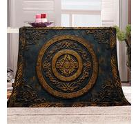 3D Printed Celtic Knot Surround Flannel Fleece Blanket （270GSM） Ancient And Mysterious Style Super Cozy 220x240 cm Queen Size Fade Resistant Home Decor Gift - Machine Washable