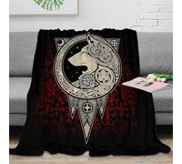 3D Printed Celtic wolf design Bedding Blanket Warm Soft Bedding Cosy mythical art Couch Blanket Wrinkle Resistant Anti Static for Young Adults Renters Apartment Dwellers 40x50inch(100x130cm)