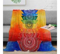 3D Printed Chakra symbols Thermal Blanket Microfiber Warm Thermal Bedding Soft spiritual energy design 1 Fluffy Blanket Luxurious Gift for Friends Colleagues Loved Ones 40x50inch(100x130cm)