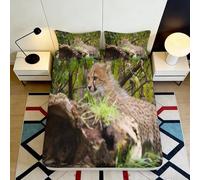 3D Printed Cheetah Forest Fitted Sheet Microfiber Soft Anti-Slip Animal Mattress Cover Bedroom Decor Washable 90x200x25cm