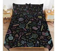 3D Printed Chemical Molecule Double Duvet Cover Abstract Science Duvet Sets Soft Breathable Microfibre 3Pcs Bedding 200x200 with Hidden Zipper Closure and 2 Pillowcases 50x75 2241-C