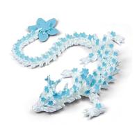3D Printed Cherry Blossom Crystal Dragon, 11.8 Inch Articulated & Magical Movable Dragon Model - Perfect for Display, Collection, and Unique Gift, Home Office Executive Desk Decor (Silk White Blue)