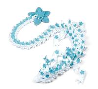 3D Printed Cherry Blossom Crystal Dragon, 11.8 Inch Articulated & Magical Movable Dragon Model - Perfect for Display, Collection, and Unique Gift, Home Office Executive Desk Decor (White Blue)