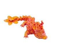 3D Printed Cherry Blossom Crystal Dragon, 5.7in Realistic Articulated & Magical Movable Dragon Model - for Display, Collection, and Unique Gift, Home Office Executive Desk Decor