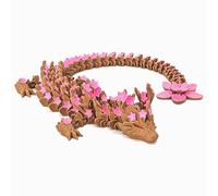 3D Printed Cherry Blossom Dragon Large Fidget，16.73 Inch 3D Big Dragon Articulated Pet for Home Office Decor Executive Desk, PLA Wood