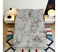 3D Printed Cherry Blossom Fitted Sheet Microfiber Deep Pocket Non-Slip Bedding Full Wrap Cherry Blossom Mattress Fitted Cover Washable 200x200x25cm