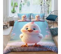 3D Printed Chick Cartoon Quilt Cover, Microfiber Duvet Cover Hidden Zipper